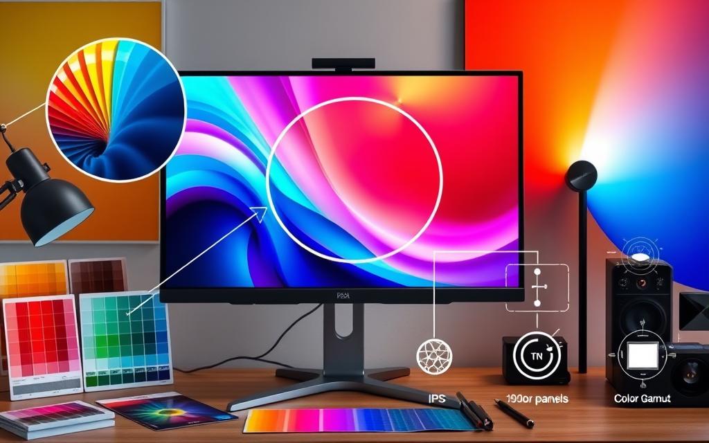 Key features of digital art monitors including resolution, color accuracy, and panel types